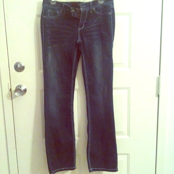 Fragile dark denim bootcut jeans