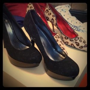 bundle 🌟black suede stiletto leopard kitten heel