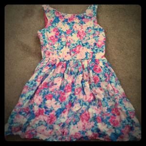Knee length pink/blue floral dress