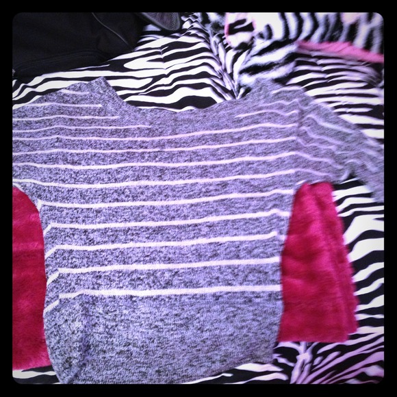 Gray and white striped sweater