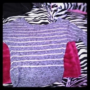 Gray and white striped sweater