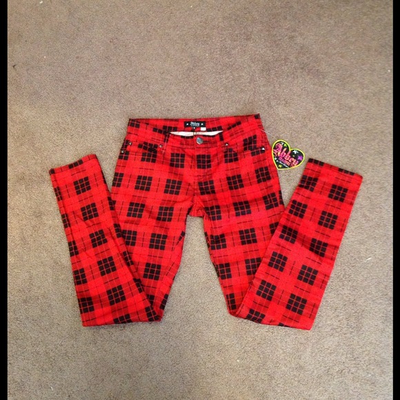 New Red Plaid Pants