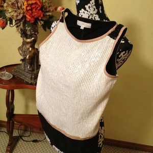 Black and White Sequin Ann Taylor LOFT Top