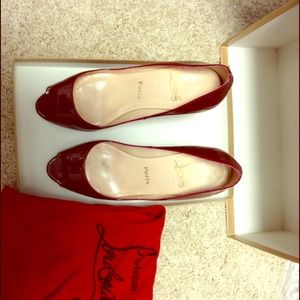 Red Patent Leather peep toe Christian Louboutin's
