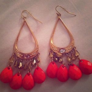 Coral chandelier earrings