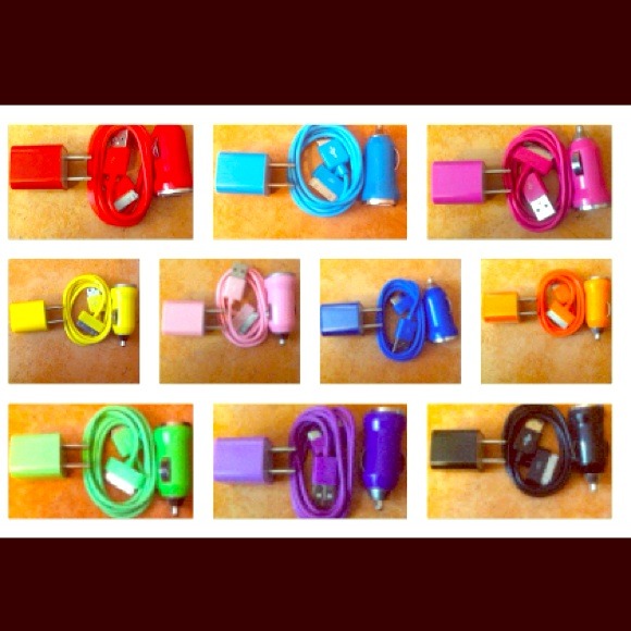 iPhone color wall & car charger with matching cord