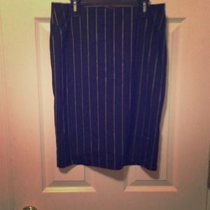 Black pin stripe pencil skirt with lace