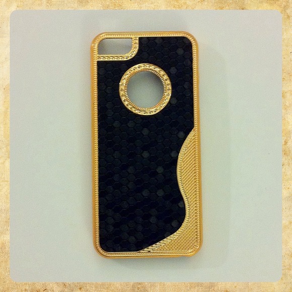 Black with Gold Frame iPhone 5 Case