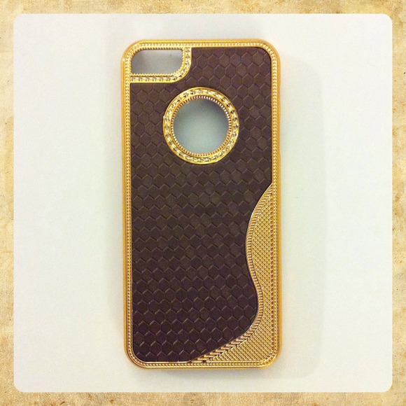 Brown with Gold Frame iPhone 5 Case