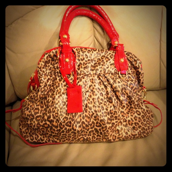 Cheetah print Aldo purse with red trim