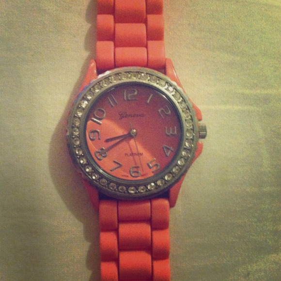 Peach silicone watch
