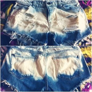 Distressed Ombre Denim Shorts