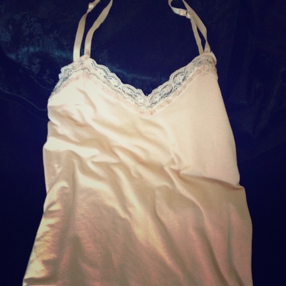 Cute summer tank with lace and bead trim!