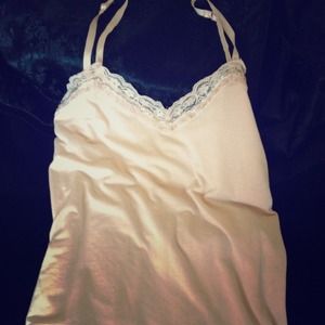 Cute summer tank with lace and bead trim!