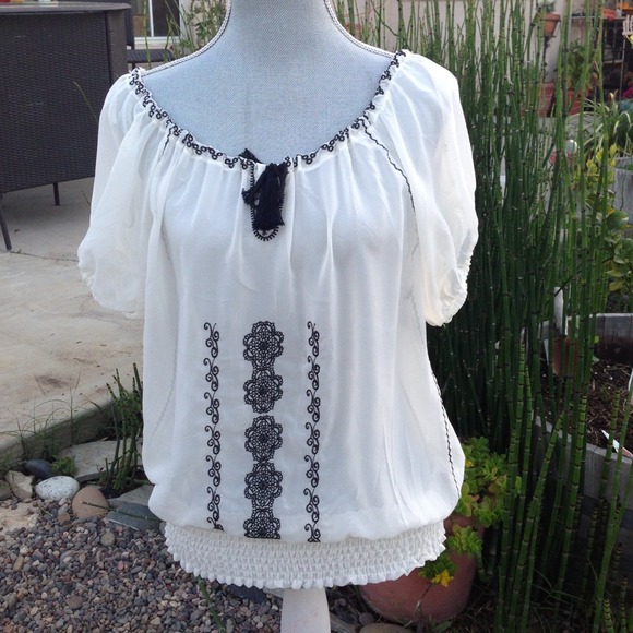 Bundled - Sheer off white blouse & Petite pants