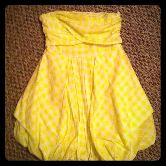 Neon yellow gingham print dress