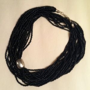 Silpada black necklace w/ sterling silver bead