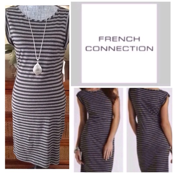 French Connection Dresses & Skirts - French Connection Black/Grey Stripe Dress. NWT.
