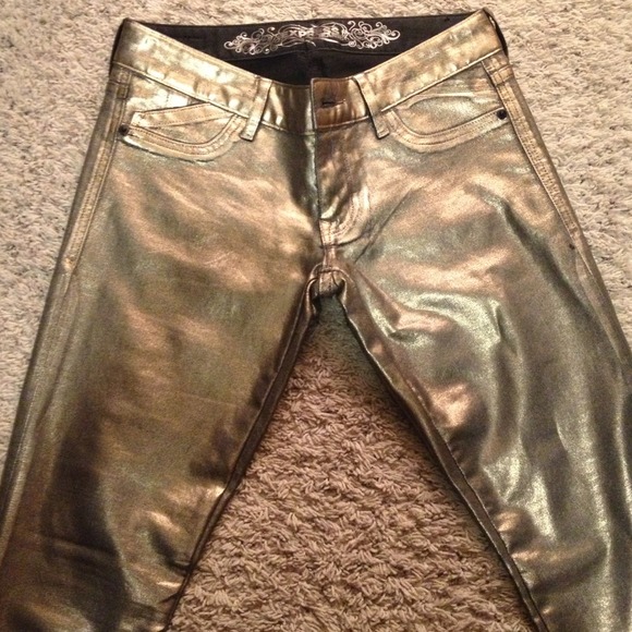 Express Metallic Gold Skinny Jean