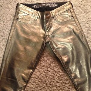 Express Metallic Gold Skinny Jean