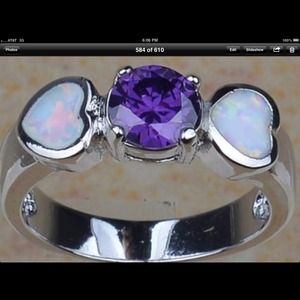 Amethyst and opal ring