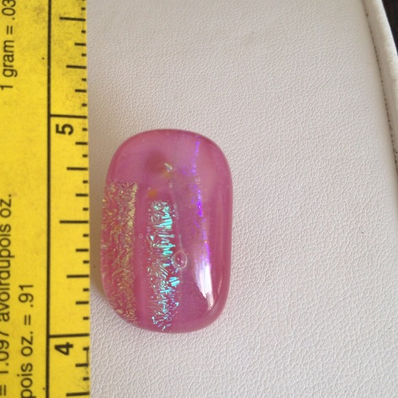 Fused dichroic glass earrings pink S/S - Picture 2 of 4