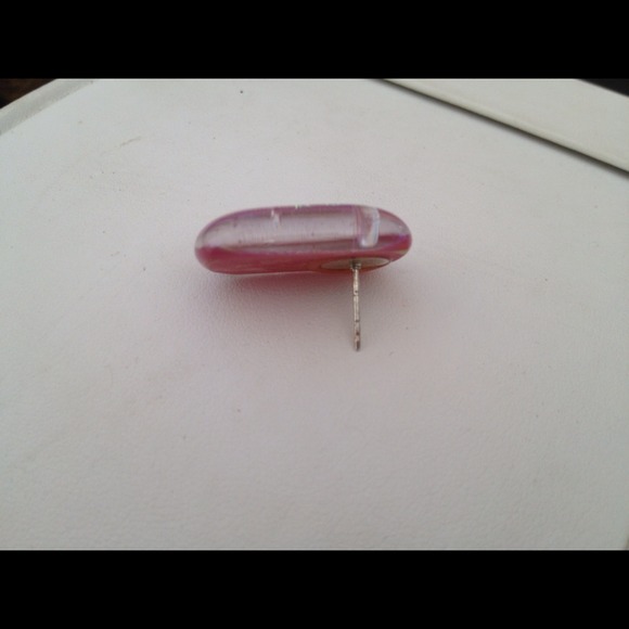 Fused dichroic glass earrings pink S/S - Picture 3 of 4