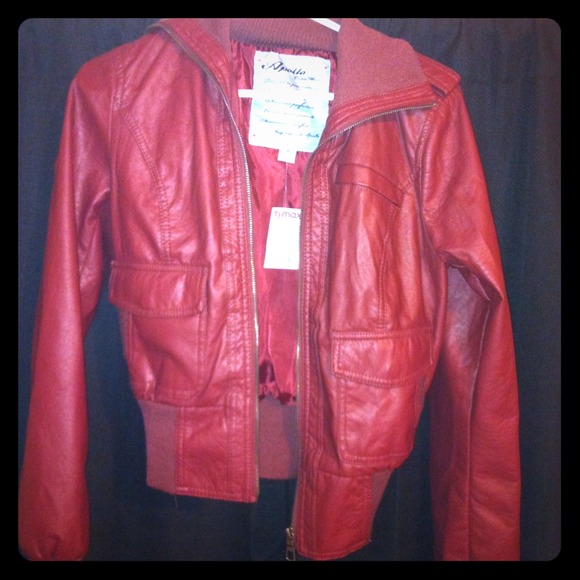 Dark red leather jacket
