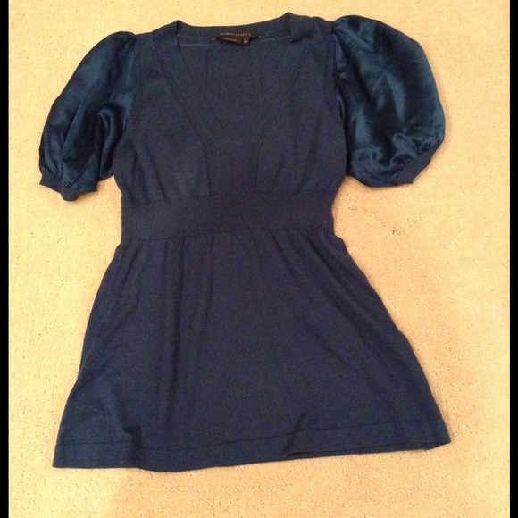 BCBGMaxAzria Sweater with Satin Sleeves