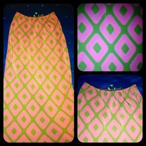 Light Pink & Green Silk Skirt. Never Worn.