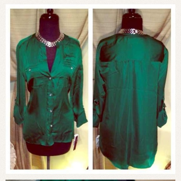 Emerald green blouse by Dana Buchman