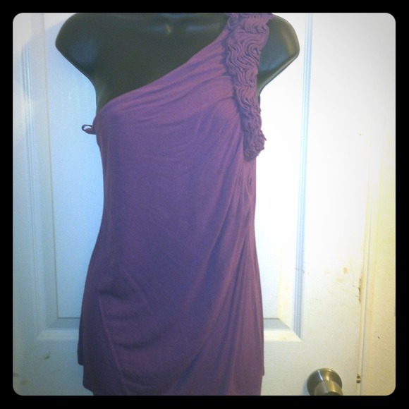 One shouldered purple shirt