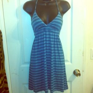 Blue stripe halter top summer dress