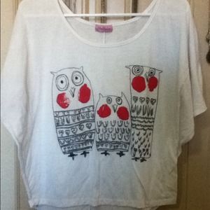 owl printed short graphic t-shirt