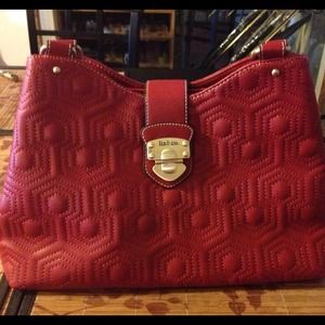 Liz & co red leather carryall