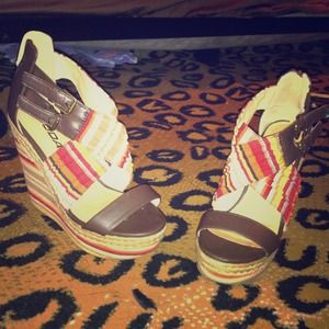 Multi colored wedged heels