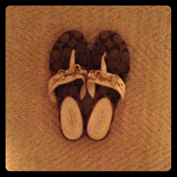 Auth Coach Flip Flops Sandals CC MONOGRAM USED