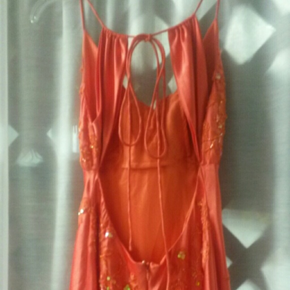 Gorgeous Sleek Crisp Orange Gown - Picture 4 of 4