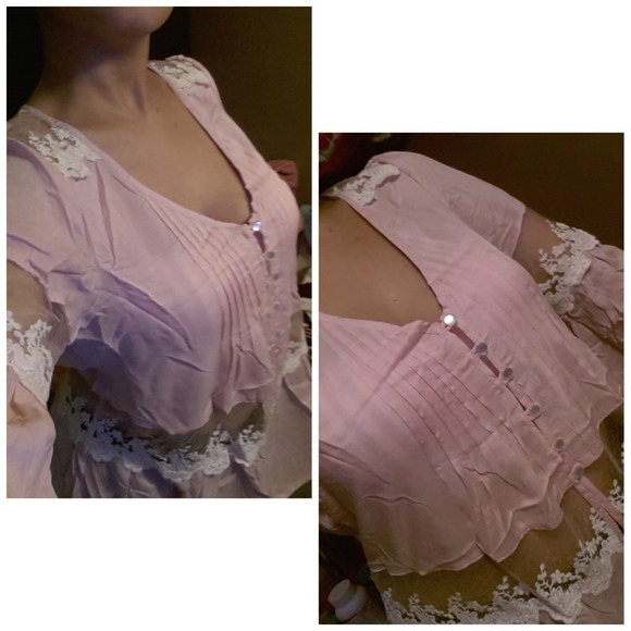 🎉HOST PICK🎉 PINK WHITE LACEY - Picture 2 of 4