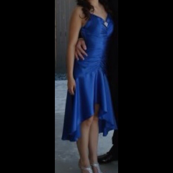 Royal blue prom dress.