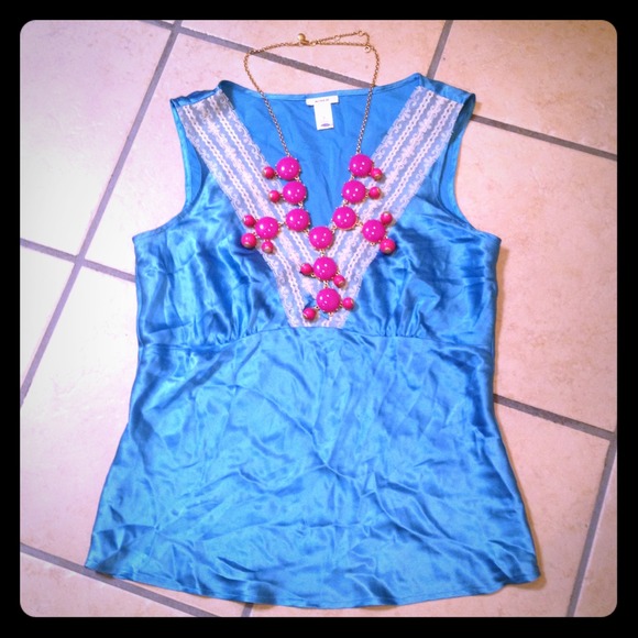 Aqua lace satin cami