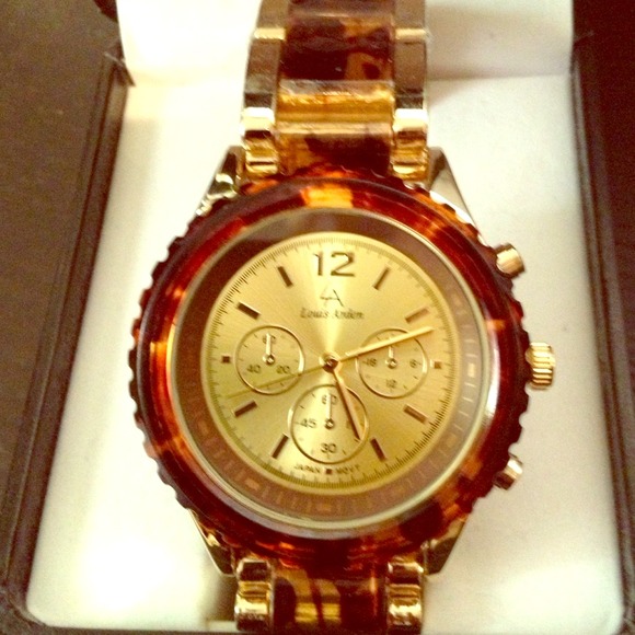 Gold Tone/Tortoise Shell Oversized Watch