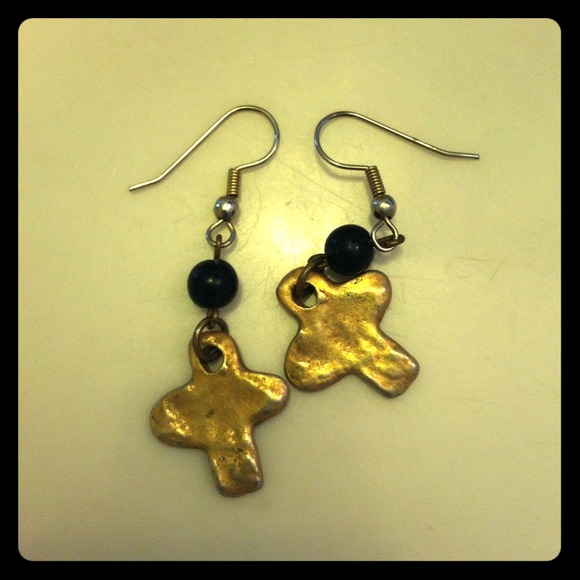 Gold cross earrings