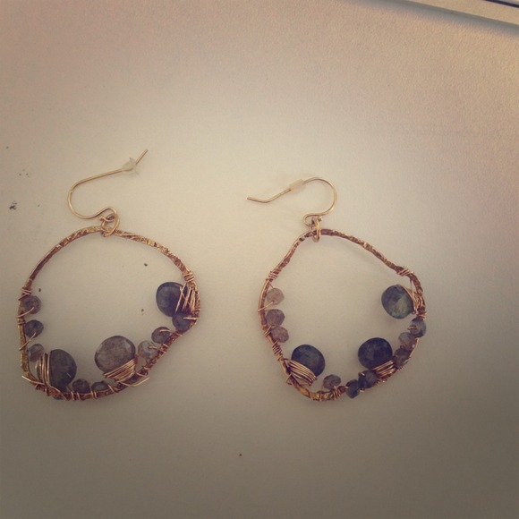 Handmade Laboradite Earrings. 1.5" diameter.