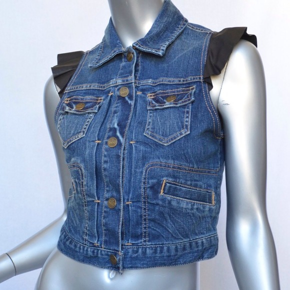 sold @niahkai Juicy Jean Vest with Leather Sleeves