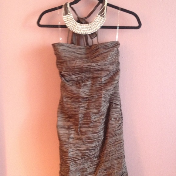 Light Brown Dress with rhinestone halter