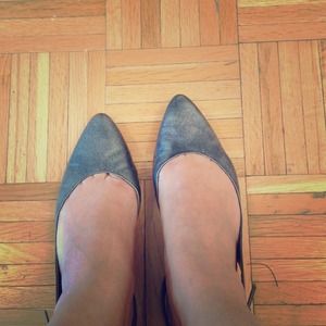 Grey sling back flats