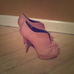 nude bootie heels