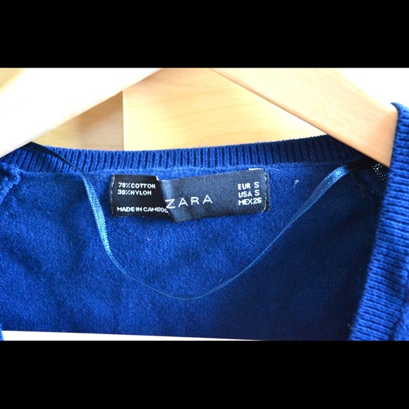 SOLD! Zara blue v-neck sweater (size: Small) - Picture 4 of 4