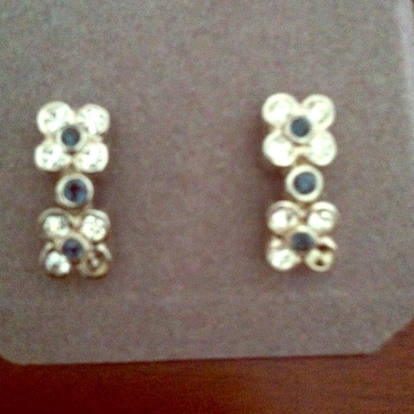 Flower earrings Blue stones and necklace REDUCED